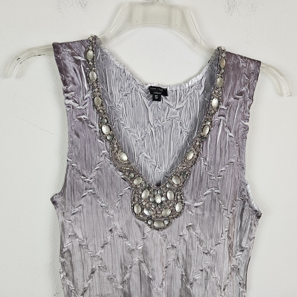 Komarov Elegant Beeded Maxi Gray Ombre Dress Small Party Wedding Formal - Picture 5 of 9